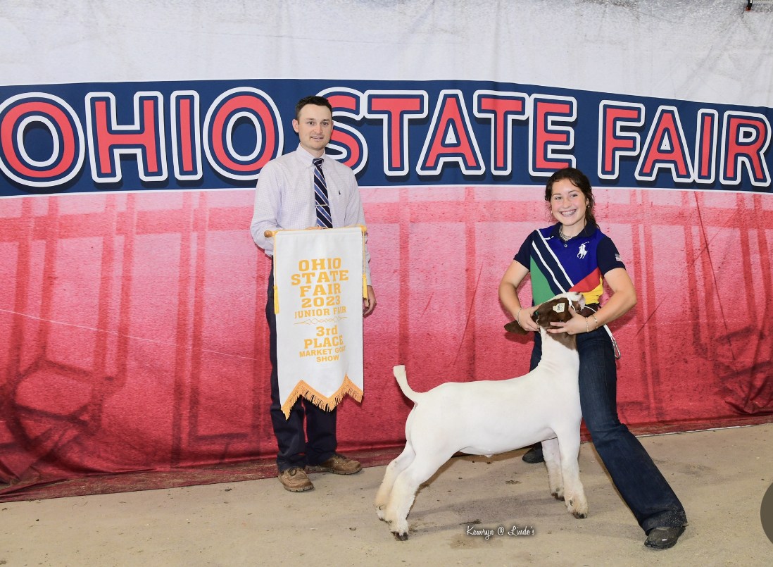 3rd Overall Market Goat 2023 Ohio State Fair Jr. Show 3rd Overall Market Goat<br />
2023 Ohio State Fair Jr. Show