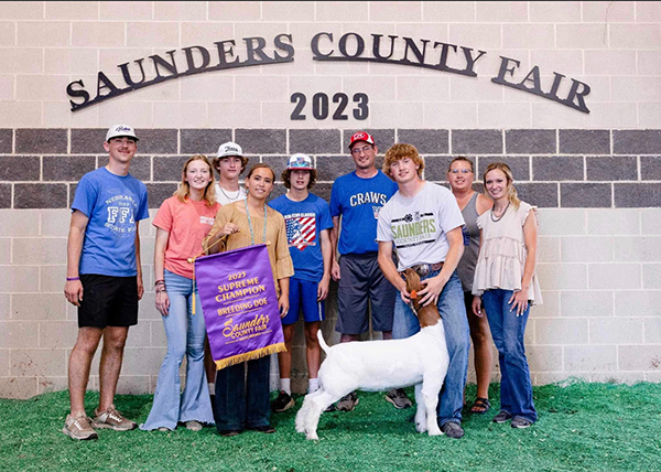 Supreme Champion Breeding Doe 2023 Saunders County Fair Supreme Champion Breeding Doe<br />
2023 Saunders County Fair